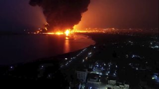 Israeli warplanes launched heavy raids on Yemen's western port city of Hodeidah targeting fuel depots and oil refineries